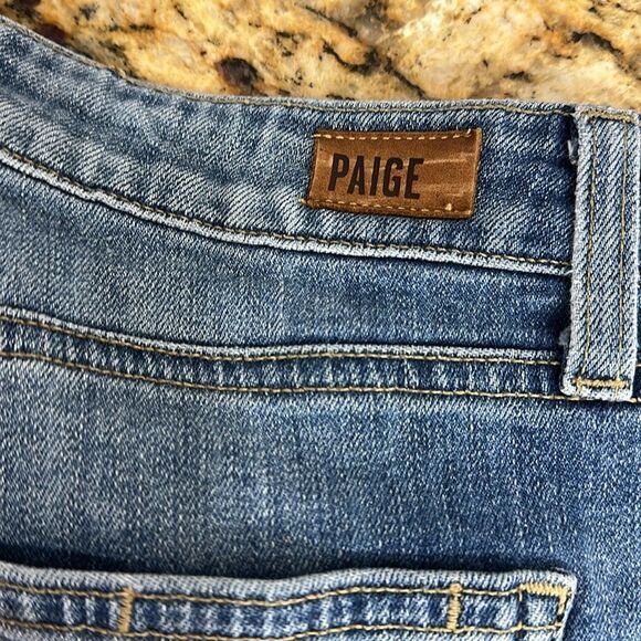 Paige Carter Slim Mid Rise Distressed Cotton Blend Blue Jeans Size 30 - Picture 4 of 11